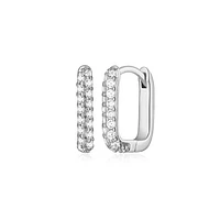 Reign Cubic Zirconia Oblong Link Square Hoop Earrings