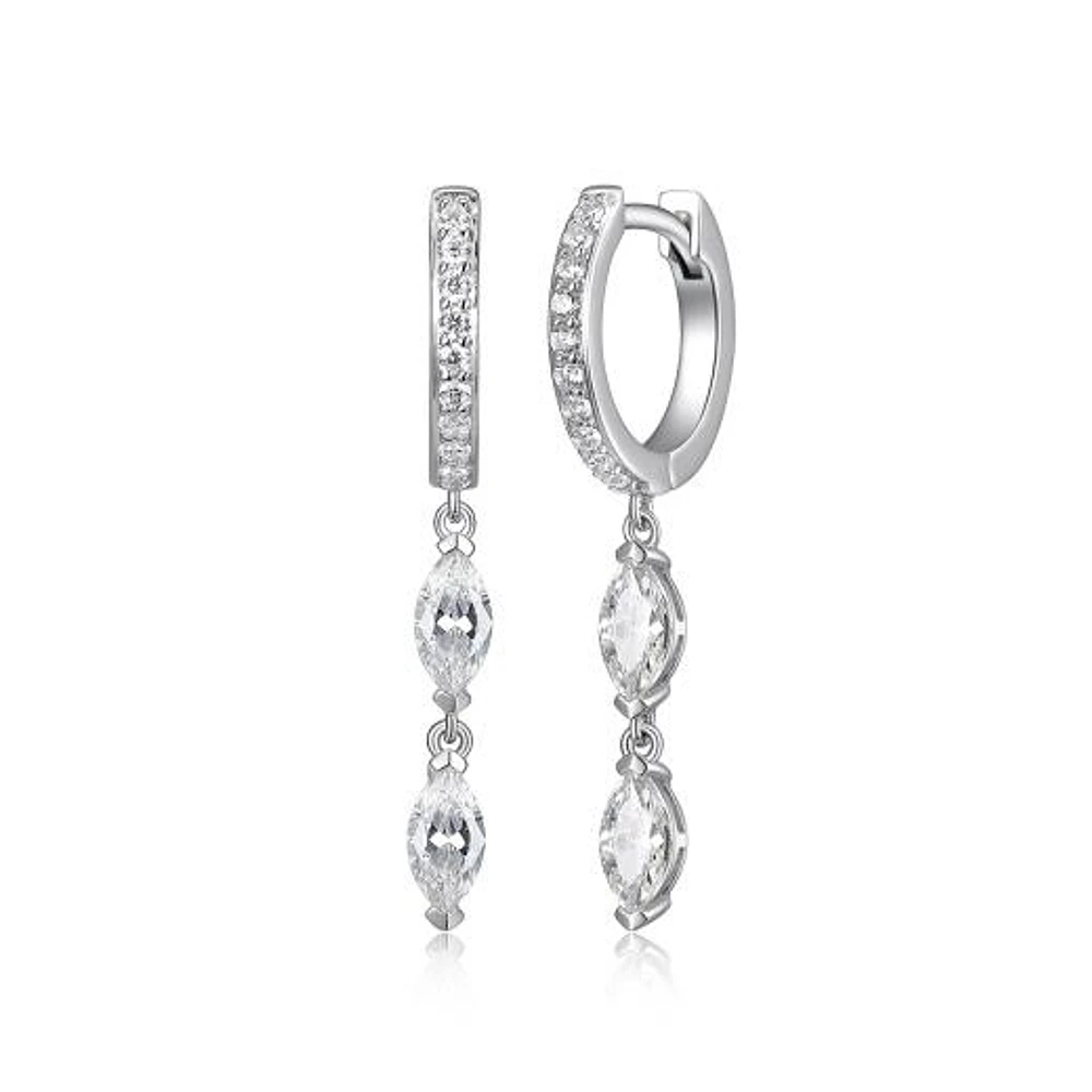 Reign Marquise Cubic Zirconia Huggies Drop Earrings