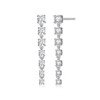 Reign Round Cubic Zirconia Linear Drop Earrings