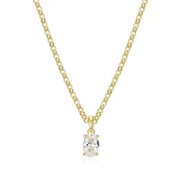 Reign 18K Gold Plated Oval Cubic Zirconia Solitaire Pendant