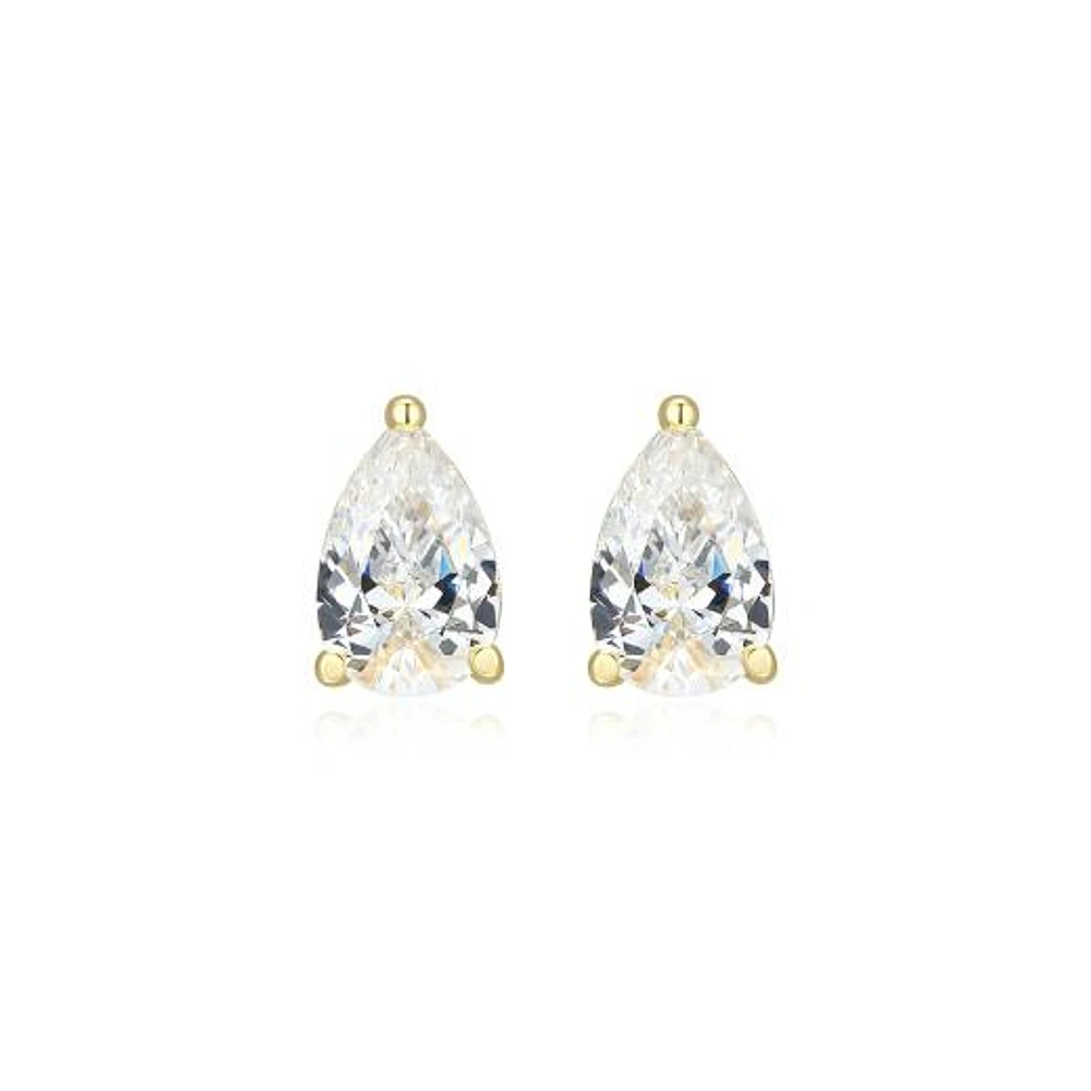 Reign 18K Gold Plated Pear Cubic Zirconia Stud Earrings