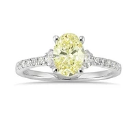 New Brilliance Lab Grown 1.23CTW Yellow & White Diamond Ring in 14K White Gold