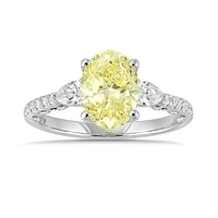 New Brilliance Lab Grown 2.50CTW Yellow & White Diamond Ring in 14K White Gold