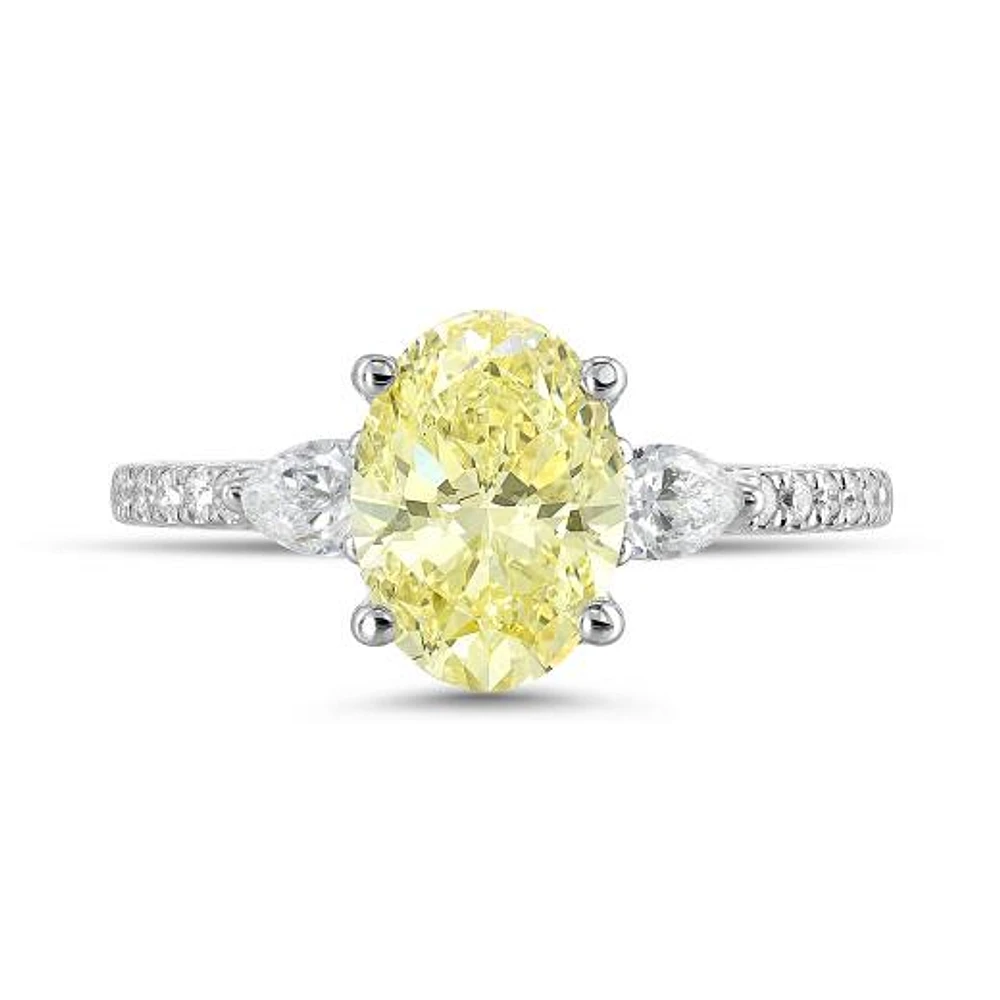 New Brilliance Lab Grown 2.50CTW Yellow & White Diamond Ring in 14K White Gold