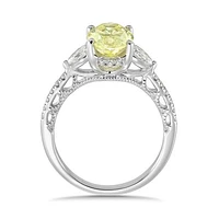 New Brilliance Lab Grown 2.50CTW Yellow & White Diamond Ring in 14K White Gold