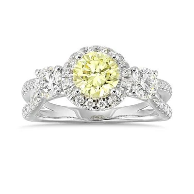 New Brilliance Lab Grown 2.00CTW Yellow & White Diamond Ring in 14K White Gold