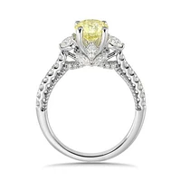 New Brilliance Lab Grown 1.88CTW Yellow & White Diamond Ring in 14K White Gold