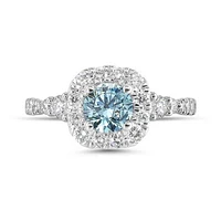 New Brilliance Lab Grown 1.46CTW Blue & White Diamond Ring in 14K White Gold