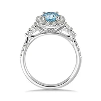 New Brilliance Lab Grown 1.46CTW Blue & White Diamond Ring in 14K White Gold