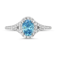 New Brilliance Lab Grown 1.08CTW Blue & White Diamond Ring in 14K White Gold