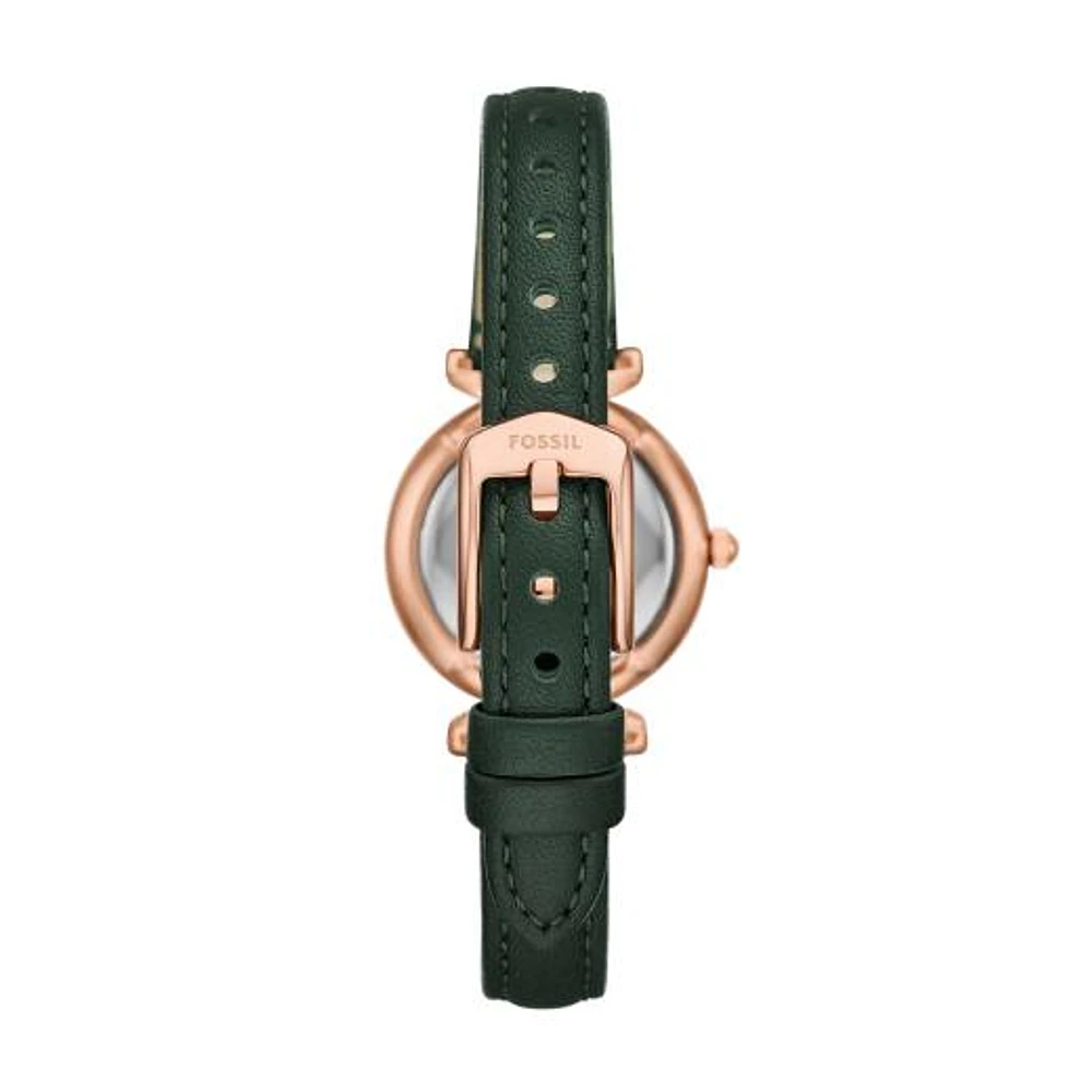 Fossil Women's Carlie Three-Hand Green Leather Watch