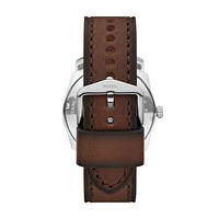 Fossil Men's Machine Three-Hand Date Brown Leather Watch