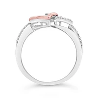 0.10CTW Diamond Double Heart Promise Ring in Sterling Silver & 10K Rose Gold