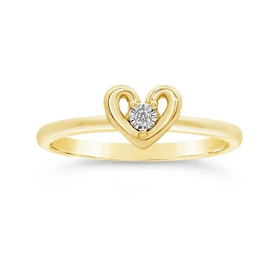 Glacier Fire Canadian Diamond Heart Shaped Promise Ring in 10K Yellow Gold