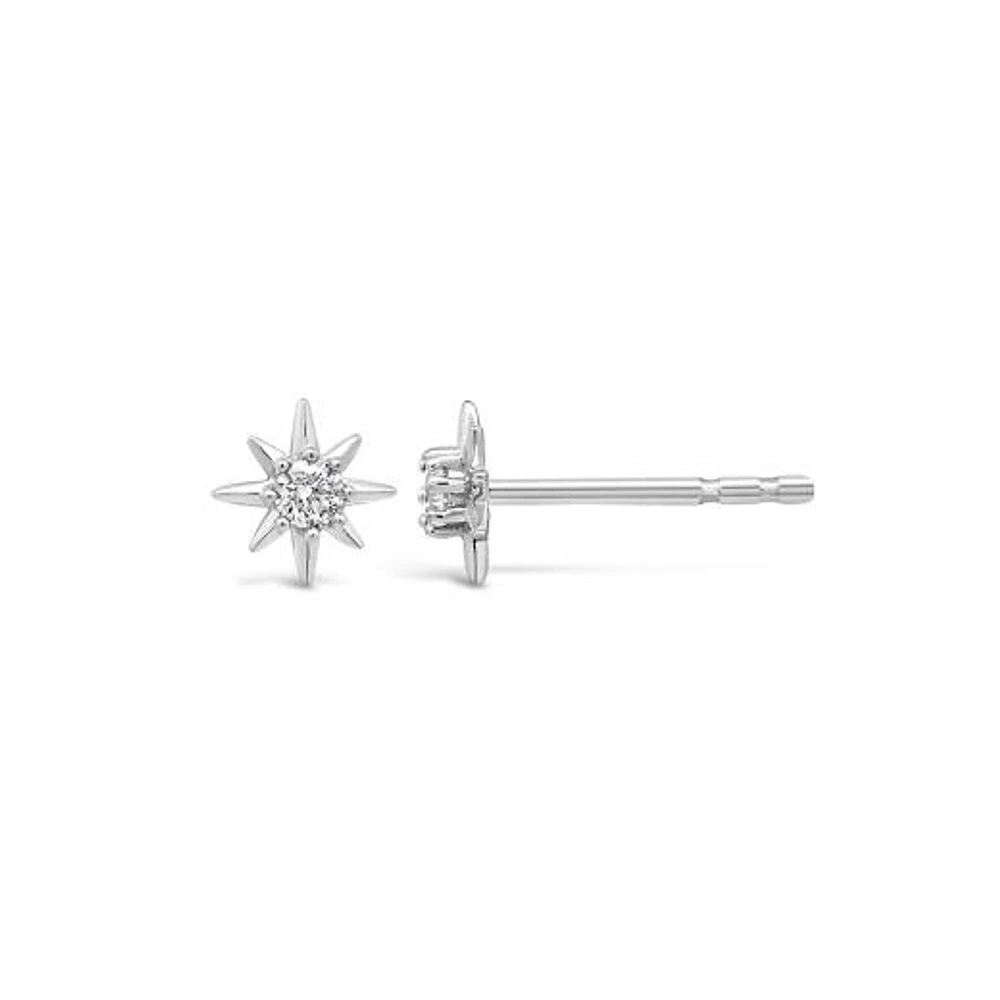 New Brilliance Lab Grown 0.10CTW Diamond Stud Star Earrings in Sterling Silver