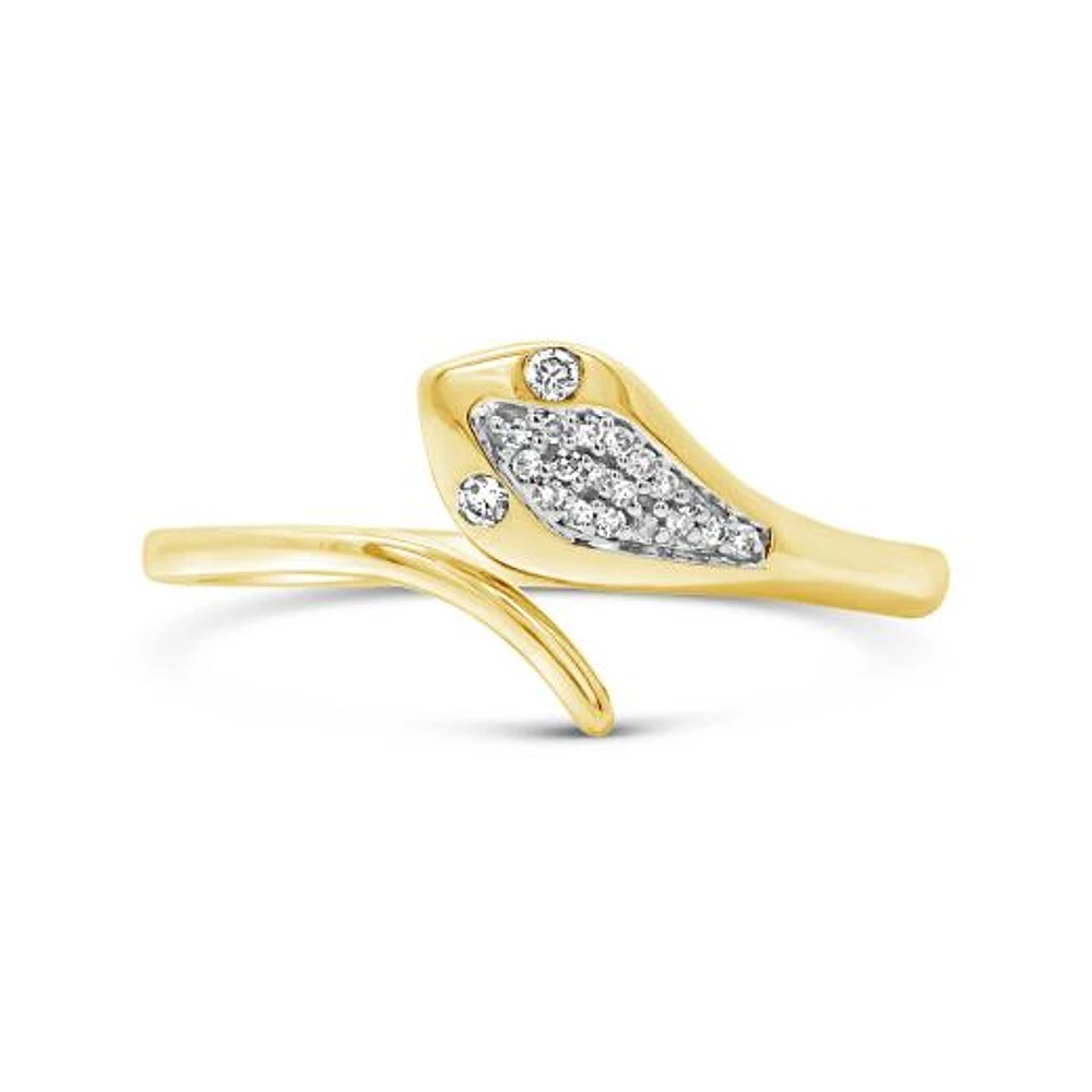 Diamond Fashion Snake Ring in 10K Yellow Gold