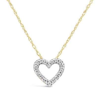 Diamond Heart Pendant in 10K Yellow Gold