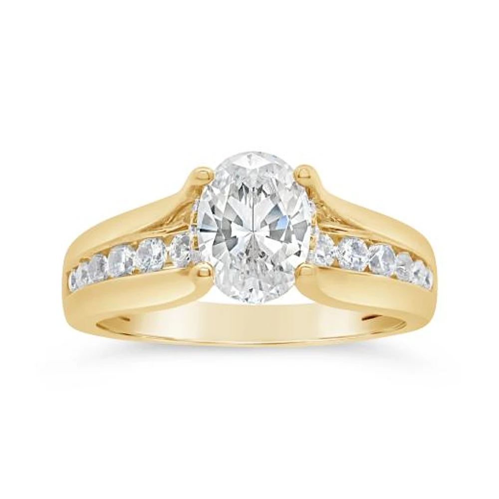 New Brilliance Lab Grown 2.00CTW Oval Cut Diamond Bridal Ring in 14K Yellow Gold