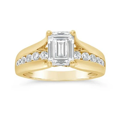 New Brilliance Lab Grown 2.00CTW Emerald Cut Diamond Ring in 14K Yellow Gold