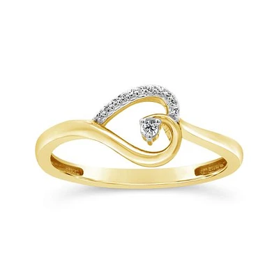 Diamond Heart Promise Ring in 10K Yellow Gold