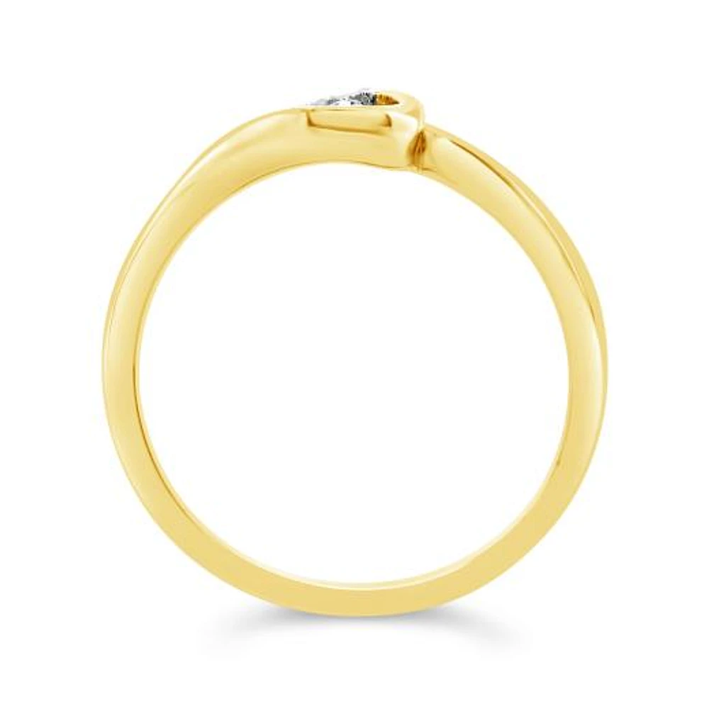 Diamond Heart Promise Ring in 10K Yellow Gold