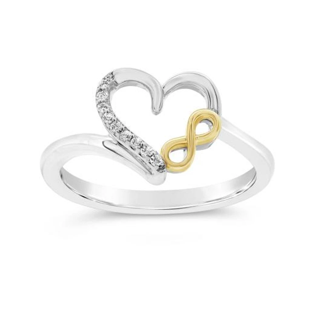 Diamond Heart Promise Ring in Sterling Silver and 10K Yellow Gold