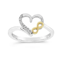 Diamond Heart Promise Ring in Sterling Silver and 10K Yellow Gold