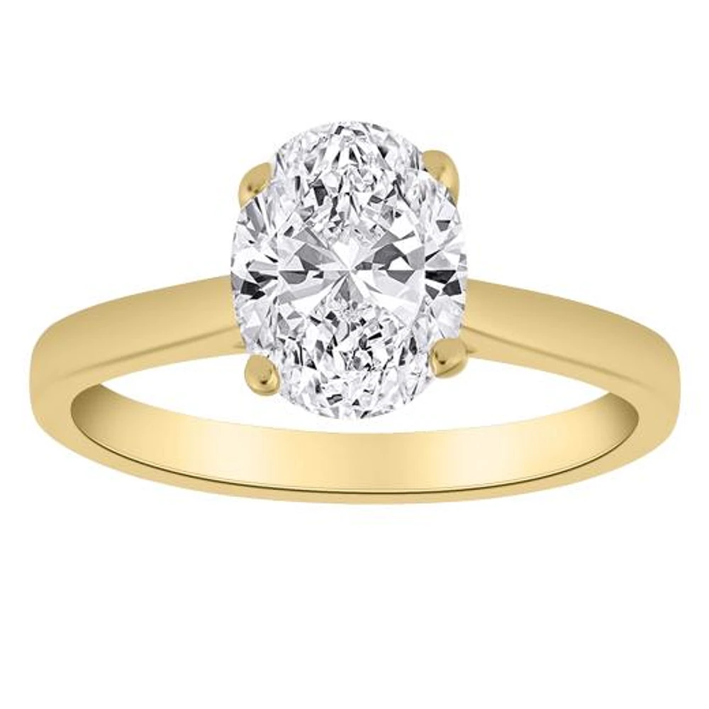 New Brilliance Lab Grown 2.00CT Diamond Oval Solitaire Ring in 14K Yellow Gold