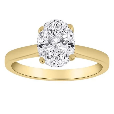 New Brilliance Lab Grown 2.00CT Diamond Oval Solitaire Ring in 14K Yellow Gold