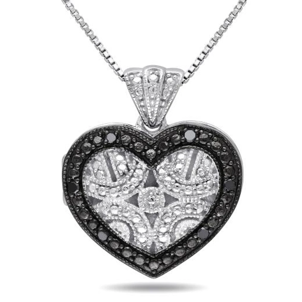 Julianna B Black Diamond Heart Pendant in Sterling Silver