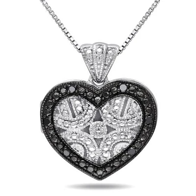 Julianna B Black Diamond Heart Pendant in Sterling Silver