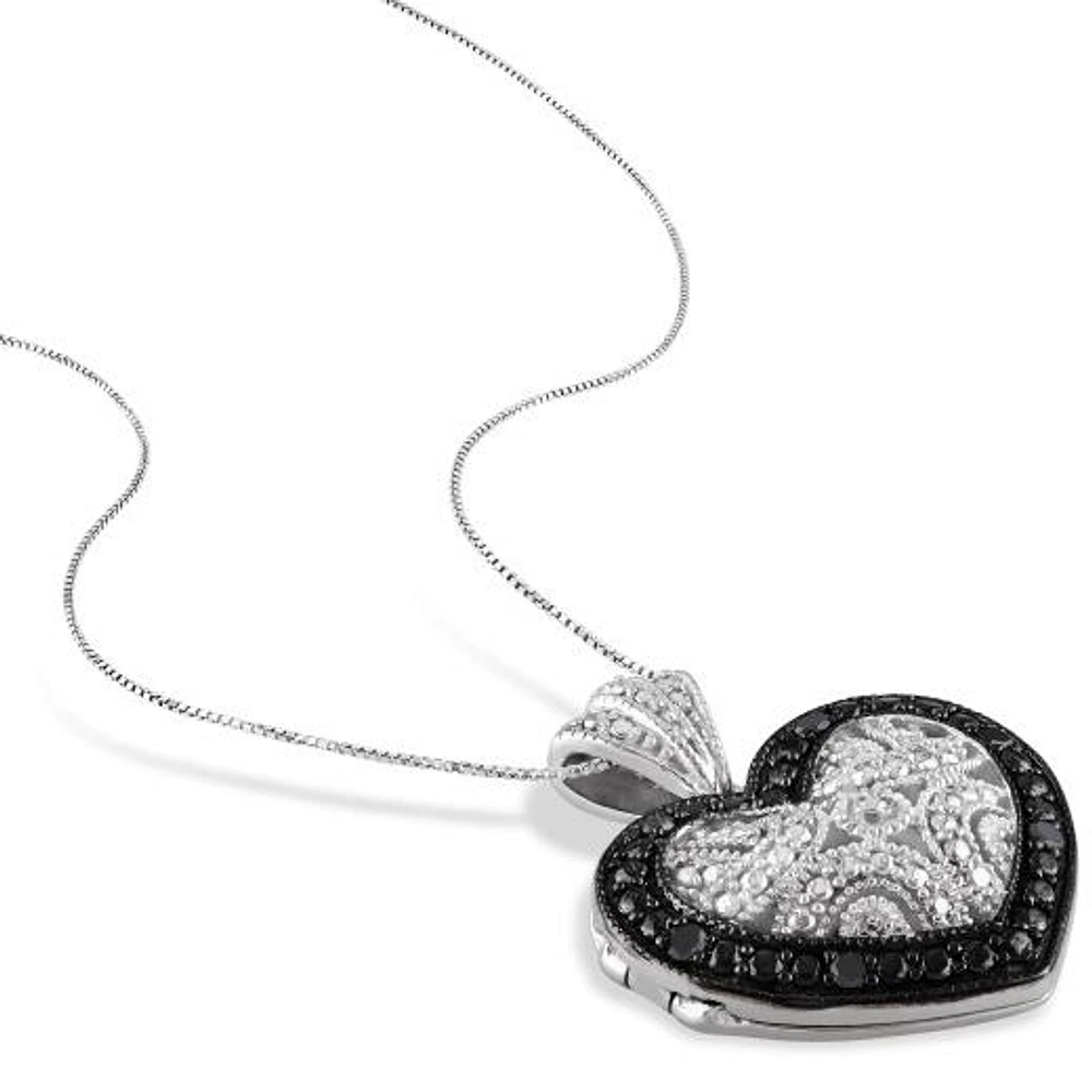 Julianna B Black Diamond Heart Pendant in Sterling Silver