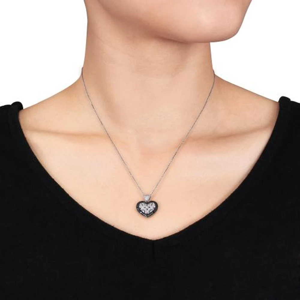 Julianna B Black Diamond Heart Pendant in Sterling Silver