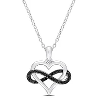 Julianna B 0.14CTW Black Diamond Infinity Heart Pendant in Sterling Silver