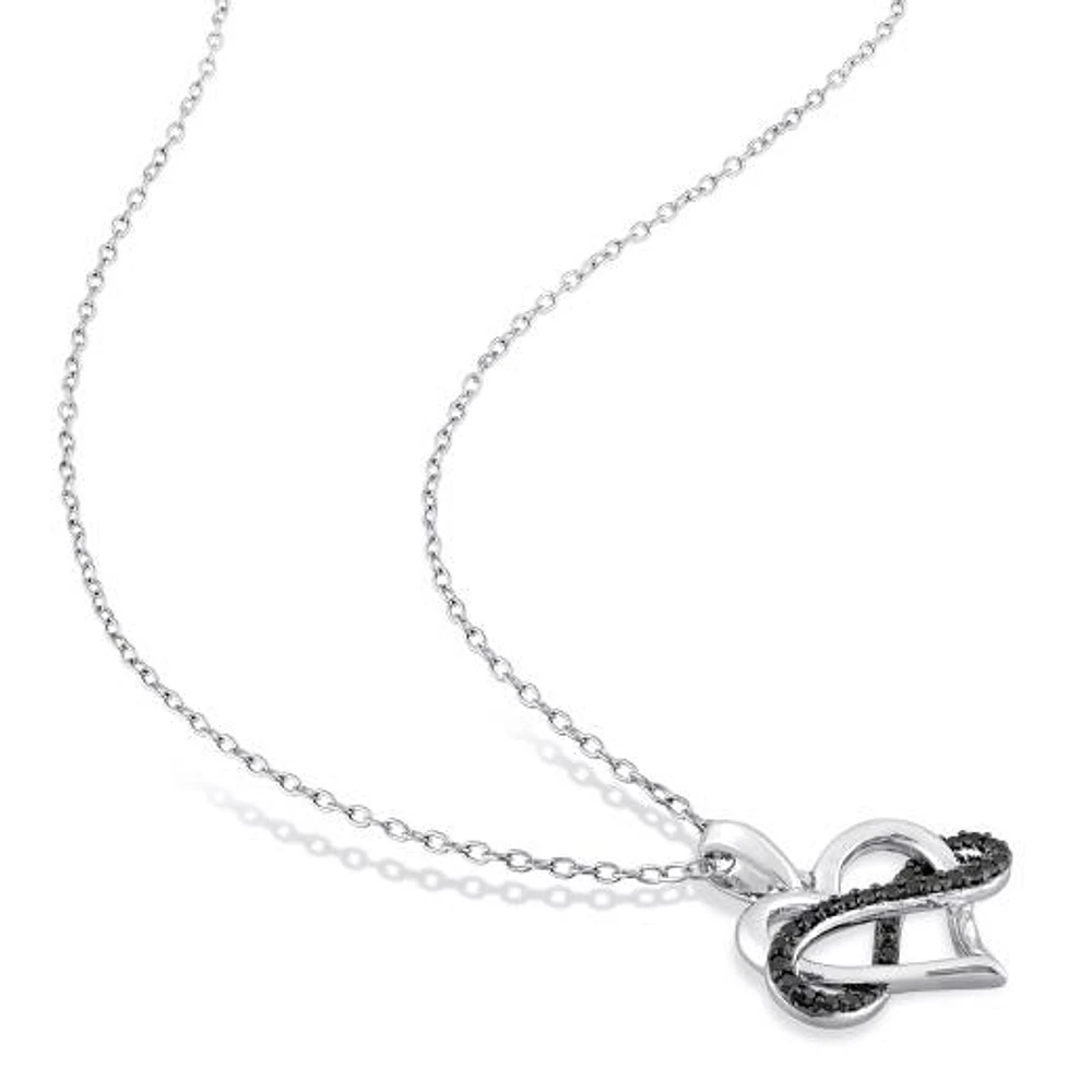 Julianna B 0.14CTW Black Diamond Infinity Heart Pendant in Sterling Silver