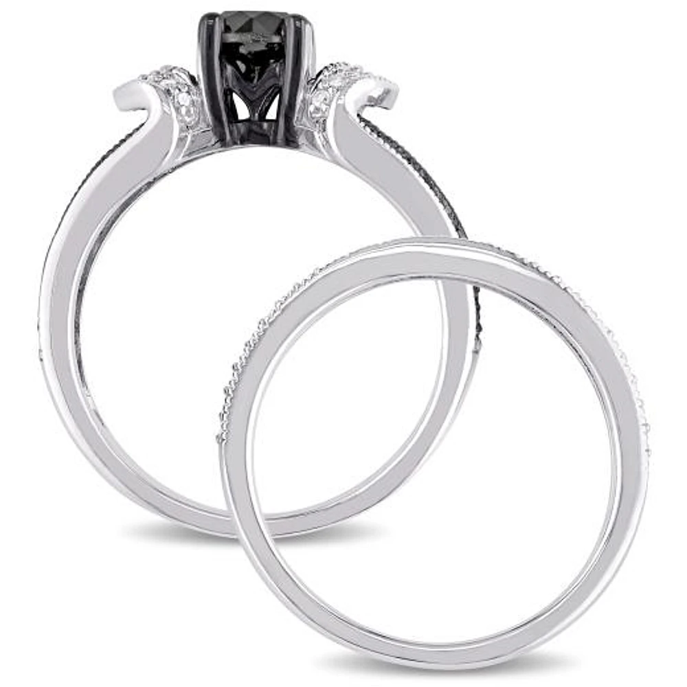 Julianna B 1.12CTW Black & White Diamond Bridal Set in Sterling Silver