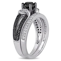 Julianna B 1.12CTW Black & White Diamond Bridal Set in Sterling Silver