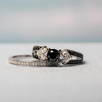 Julianna B 1.12CTW Black & White Diamond Bridal Set in Sterling Silver