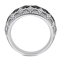 Julianna B 0.10CTW Black & White Diamond Fashion Band in Sterling Silver