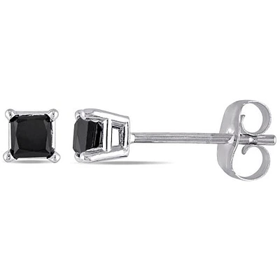 Julianna B 1.00CTW Black Diamond Stud Earrings in 10K White Gold