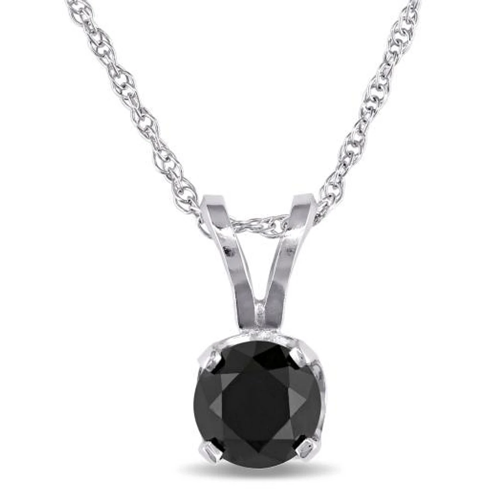 Julianna B 0.50CT Round Black Diamond Pendant in 10K White Gold