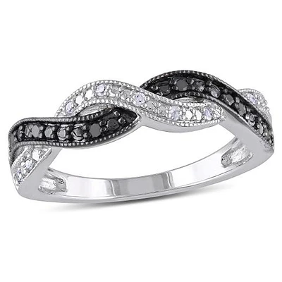 JULIANNA B 0.10CTW Black & White Diamond Fashion Ring in Sterling Silver