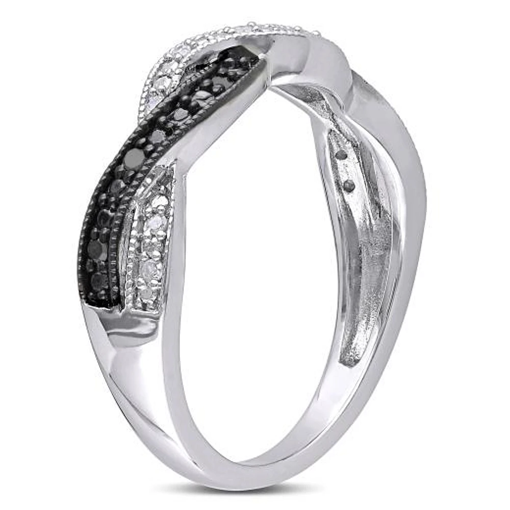 Julianna B 0.10CTW Black & White Diamond Fashion Ring in Sterling Silver