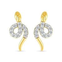 0.11CTW Diamond Snake Stud Earrings in 10K Yellow Gold