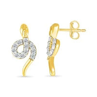 0.11CTW Diamond Snake Stud Earrings in 10K Yellow Gold