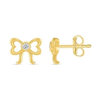 Diamond Bow Stud Earrings in 10K Yellow Gold