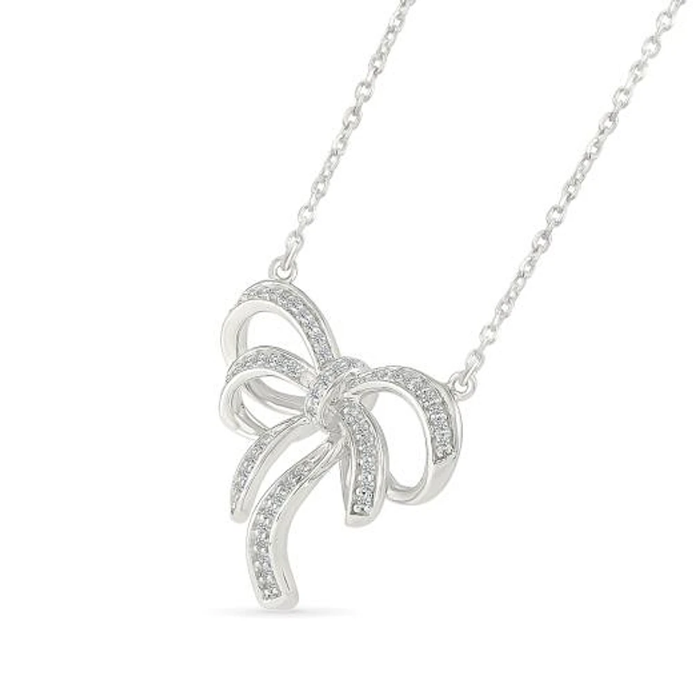 0.14CTW Diamond Bow Necklace in Sterling Silver