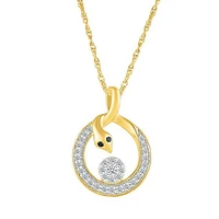 0.18CTW Black & White Diamond Snake Pendant in 10K Yellow Gold