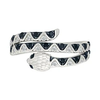 0.23CTW Black & White Diamond Snake Ring in Sterling Silver