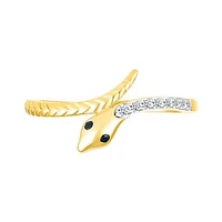 Black & White Diamond Snake Ring in 10K Yellow Gold